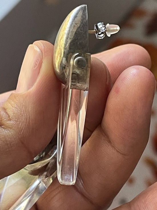 Rare Beautiful Pair of Vintage 1980s BAYANIHAN Sterling Silver & Lucite Earrings - Picture 9 of 9